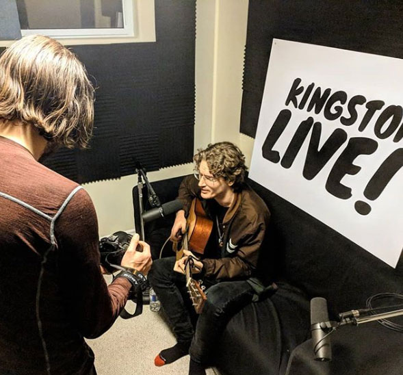 Local singer-songwriter Nick Babcock performs during a recording session for the Kingston Live podcast